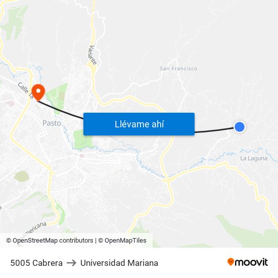 5005 Cabrera to Universidad Mariana map