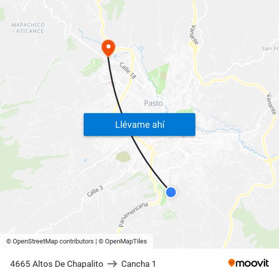 4665 Altos De Chapalito to Cancha 1 map