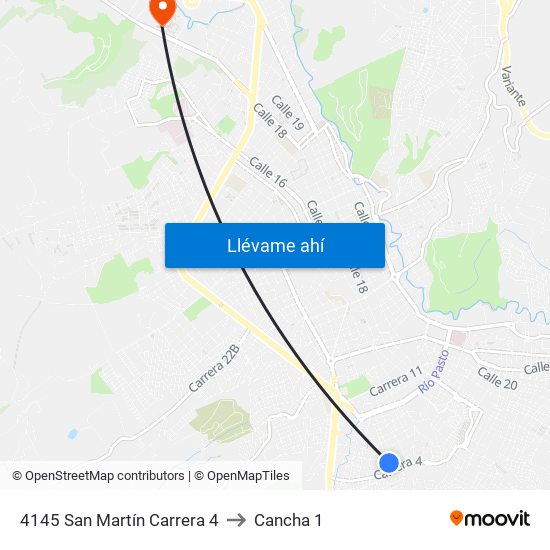 4145 San Martín Carrera 4 to Cancha 1 map