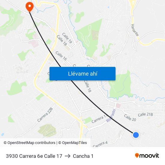 3930 Carrera 6e Calle 17 to Cancha 1 map