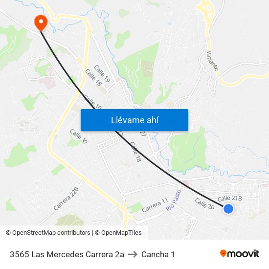 3565 Las Mercedes Carrera 2a to Cancha 1 map
