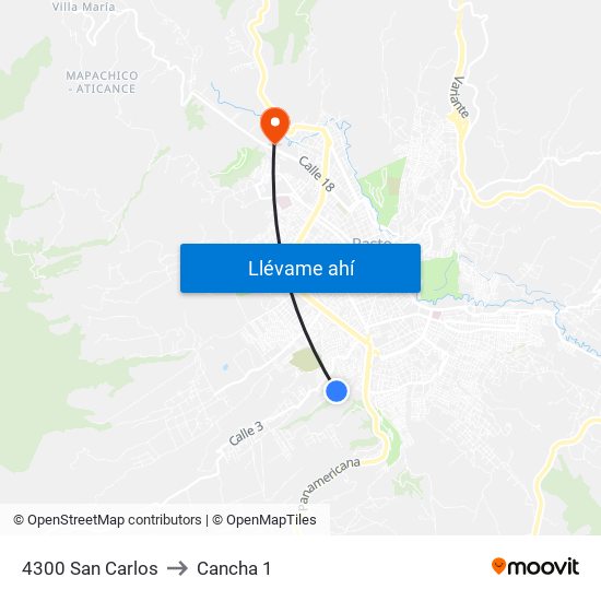 4300 San Carlos to Cancha 1 map