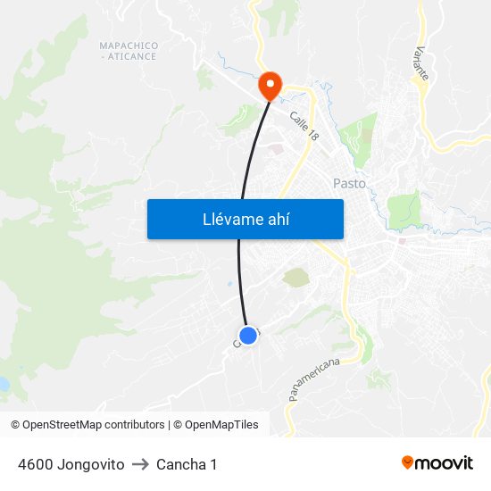 4600 Jongovito to Cancha 1 map