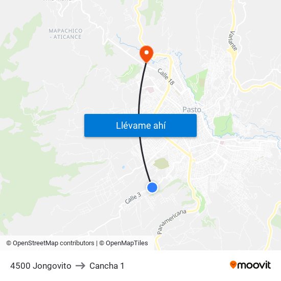 4500 Jongovito to Cancha 1 map
