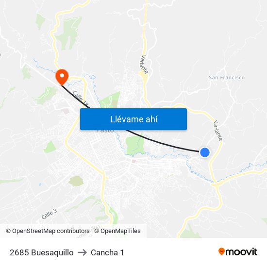 2685 Buesaquillo to Cancha 1 map