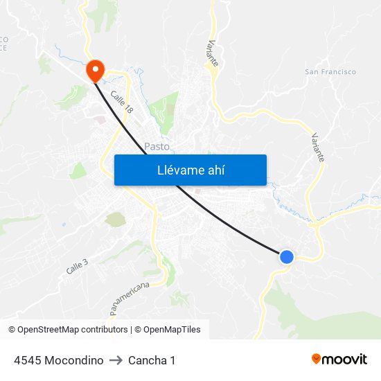 4545 Mocondino to Cancha 1 map