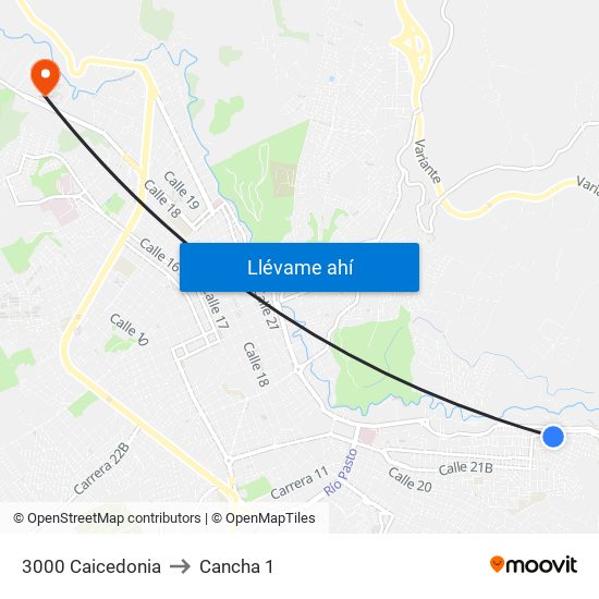 3000 Caicedonia to Cancha 1 map