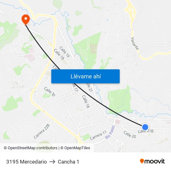 3195 Mercedario to Cancha 1 map