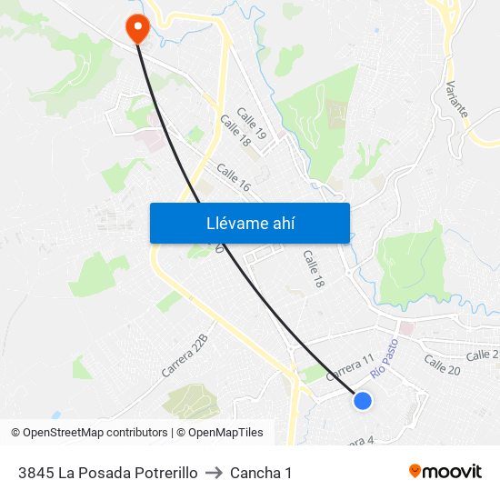 3845 La Posada Potrerillo to Cancha 1 map