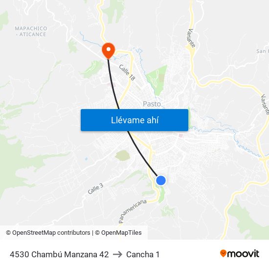 4530 Chambú Manzana 42 to Cancha 1 map