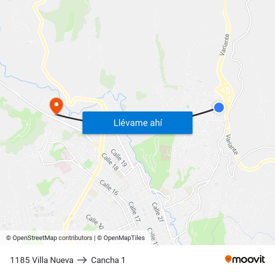 1185 Villa Nueva to Cancha 1 map