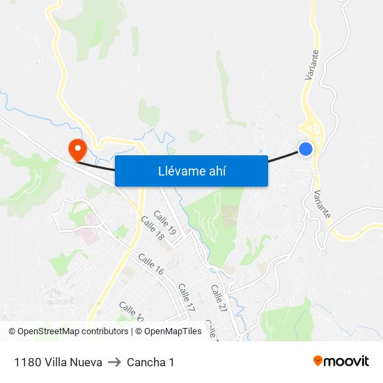 1180 Villa Nueva to Cancha 1 map