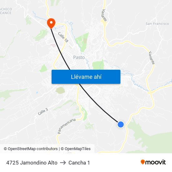 4725 Jamondino Alto to Cancha 1 map