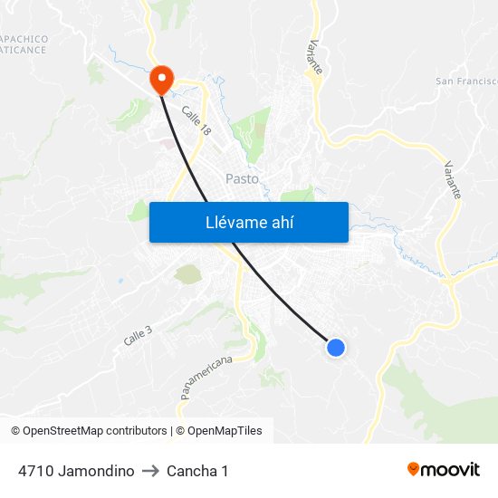 4710 Jamondino to Cancha 1 map