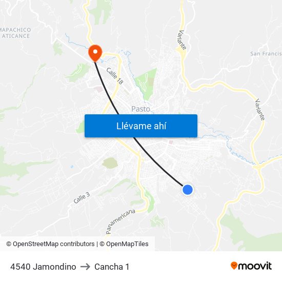 4540 Jamondino to Cancha 1 map