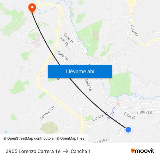 3905 Lorenzo Carrera 1e to Cancha 1 map