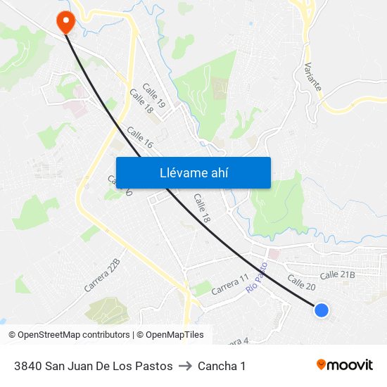 3840 San Juan De Los Pastos to Cancha 1 map