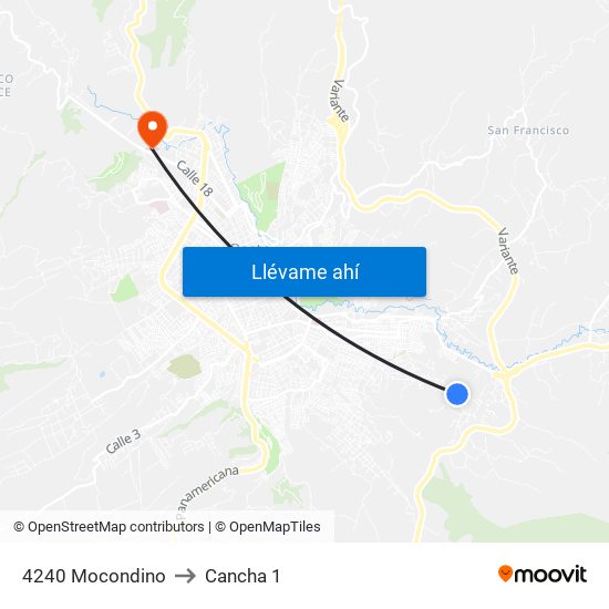 4240 Mocondino to Cancha 1 map