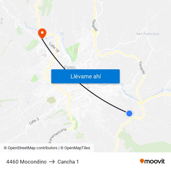 4460 Mocondino to Cancha 1 map