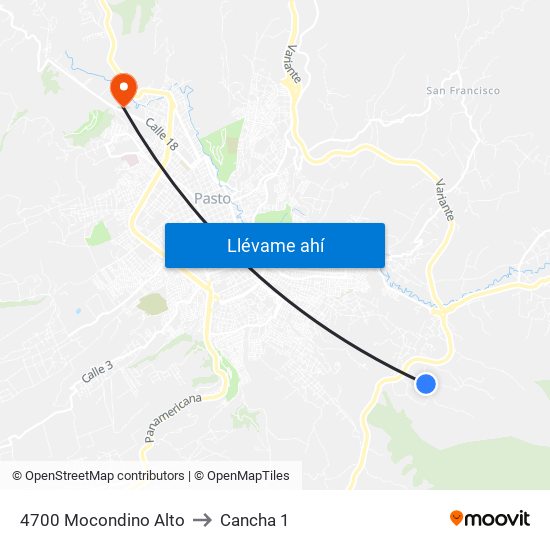 4700 Mocondino Alto to Cancha 1 map