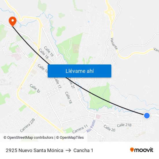 2925 Nuevo Santa   Mónica to Cancha 1 map
