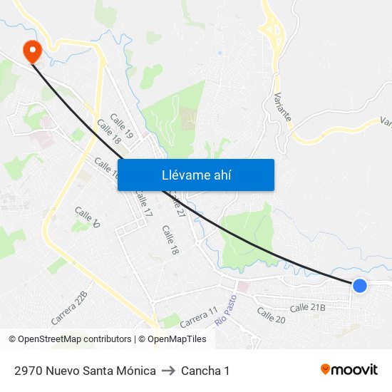2970 Nuevo Santa Mónica to Cancha 1 map