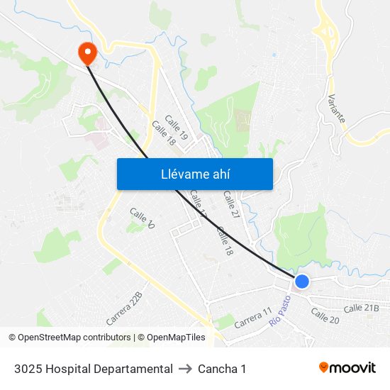 3025 Hospital Departamental to Cancha 1 map