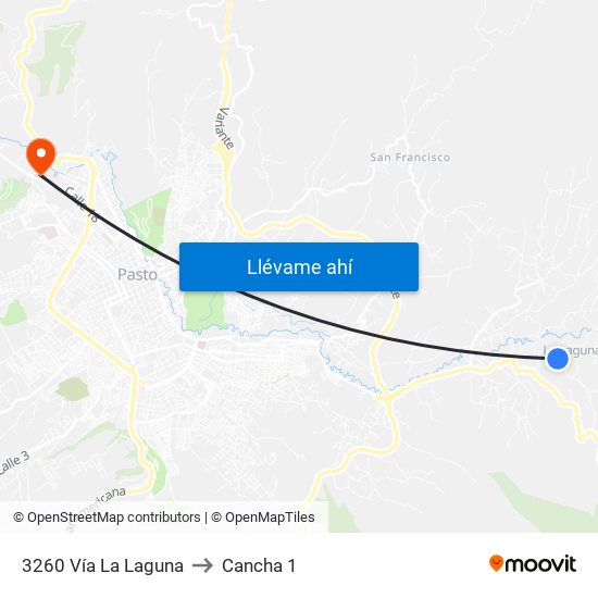 3260 Vía La Laguna to Cancha 1 map