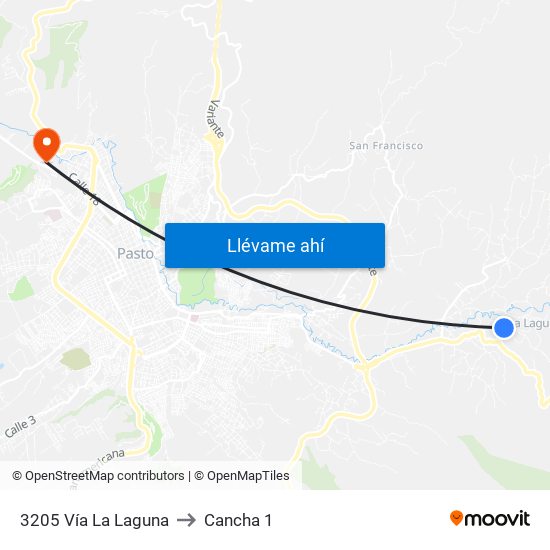 3205 Vía La Laguna to Cancha 1 map