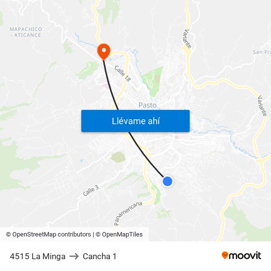 4515 La Minga to Cancha 1 map