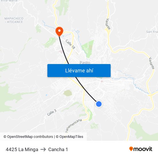 4425 La Minga to Cancha 1 map