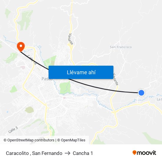 Caracolito , San Fernando to Cancha 1 map