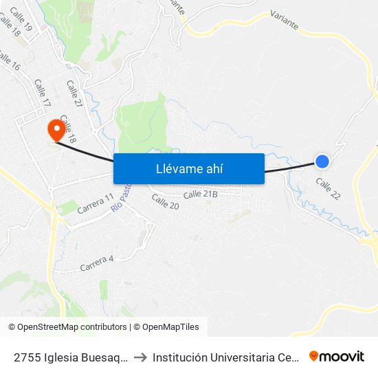 2755 Iglesia Buesaquillo to Institución Universitaria Cesmag map