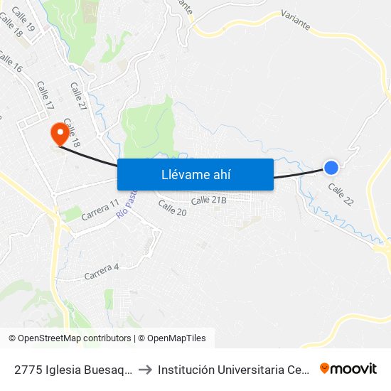 2775 Iglesia Buesaquillo to Institución Universitaria Cesmag map