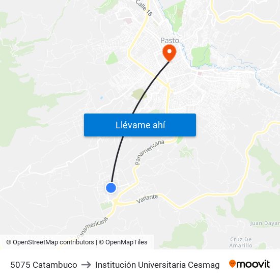 5075 Catambuco to Institución Universitaria Cesmag map