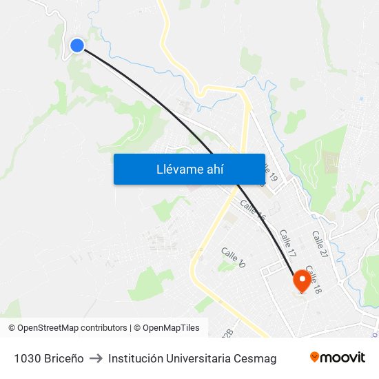 1030 Briceño to Institución Universitaria Cesmag map