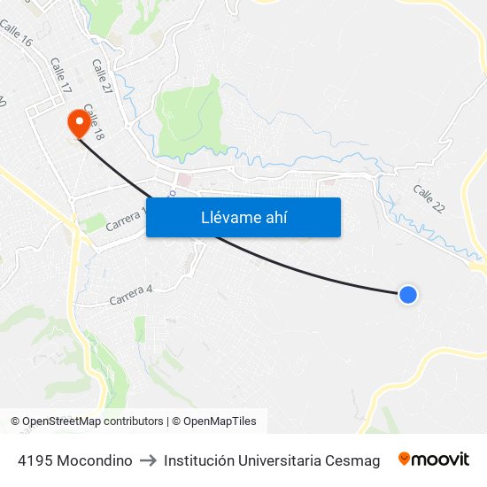 4195 Mocondino to Institución Universitaria Cesmag map