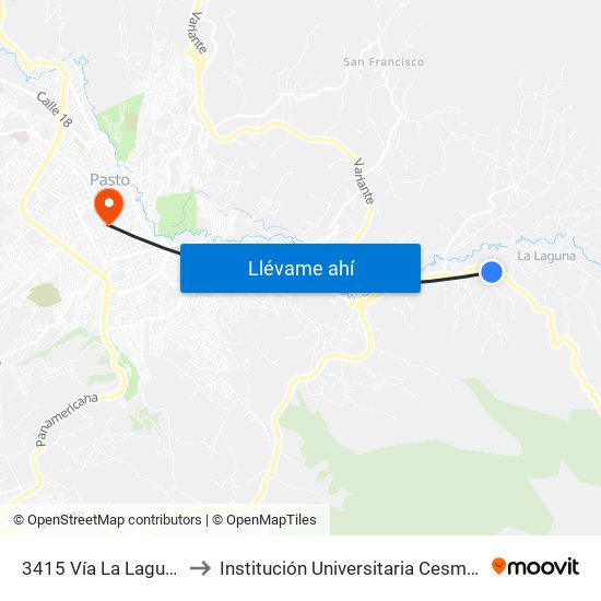 3415 Vía La Laguna to Institución Universitaria Cesmag map