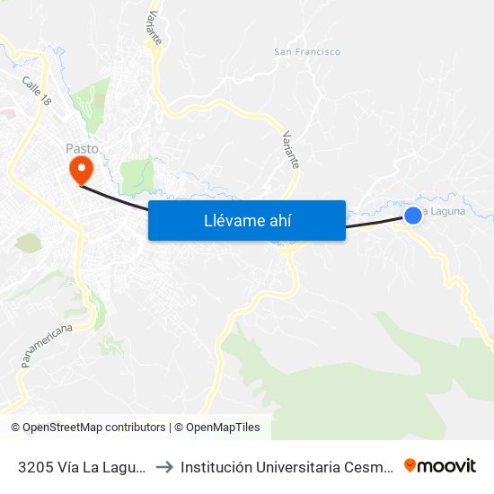 3205 Vía La Laguna to Institución Universitaria Cesmag map