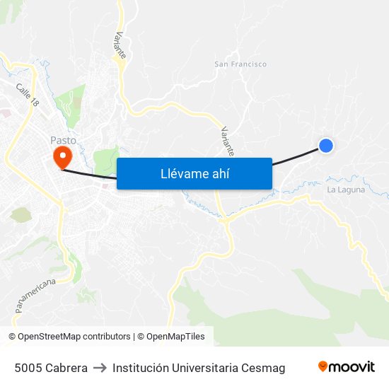 5005 Cabrera to Institución Universitaria Cesmag map