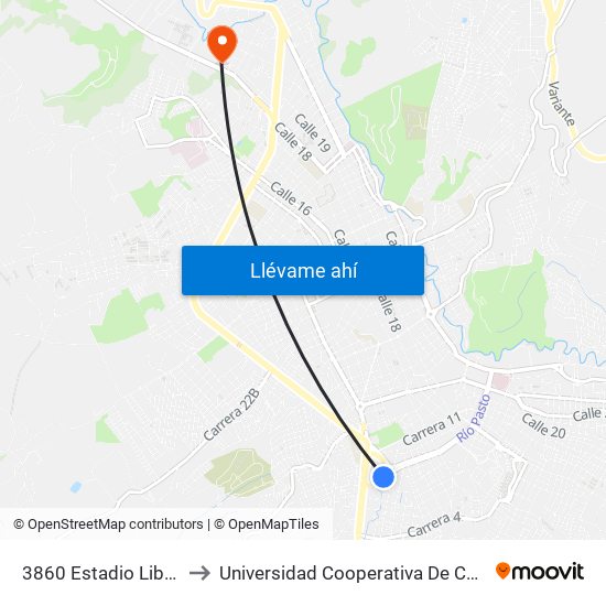 3860 Estadio Libertad to Universidad Cooperativa De Colombia map