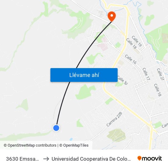 3630 Emssanar to Universidad Cooperativa De Colombia map