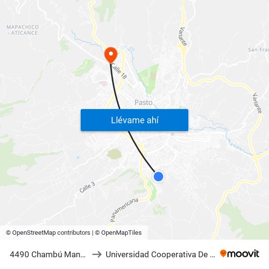 4490 Chambú Manzana 48 to Universidad Cooperativa De Colombia map