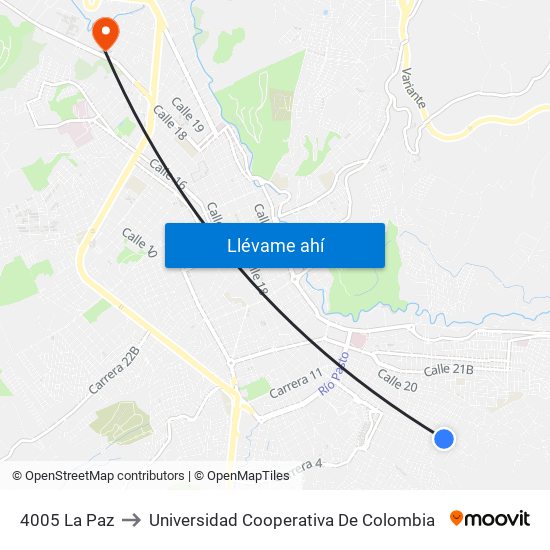 4005 La Paz to Universidad Cooperativa De Colombia map