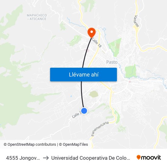 4555 Jongovito to Universidad Cooperativa De Colombia map