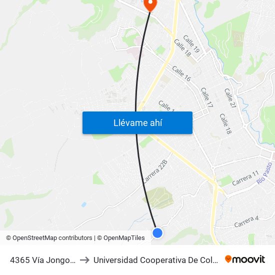 4365 Vía Jongovito to Universidad Cooperativa De Colombia map