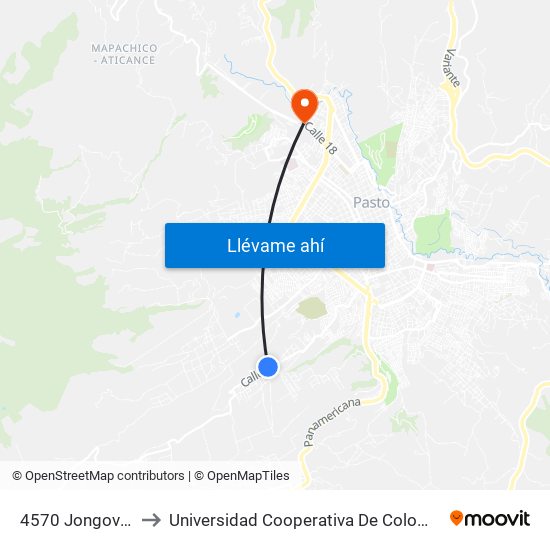 4570 Jongovito to Universidad Cooperativa De Colombia map