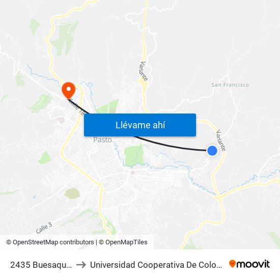 2435 Buesaquillo to Universidad Cooperativa De Colombia map