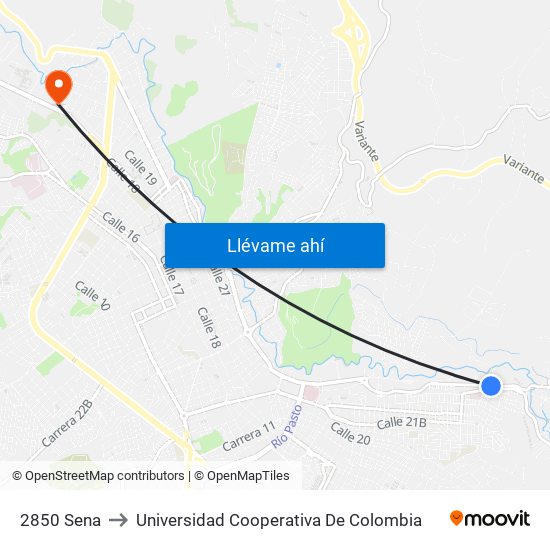 2850 Sena to Universidad Cooperativa De Colombia map