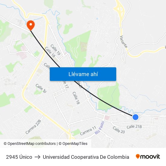 2945 Único to Universidad Cooperativa De Colombia map